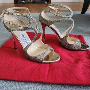 Jimmy Choo, Size 37, Gold/Silver Metallic